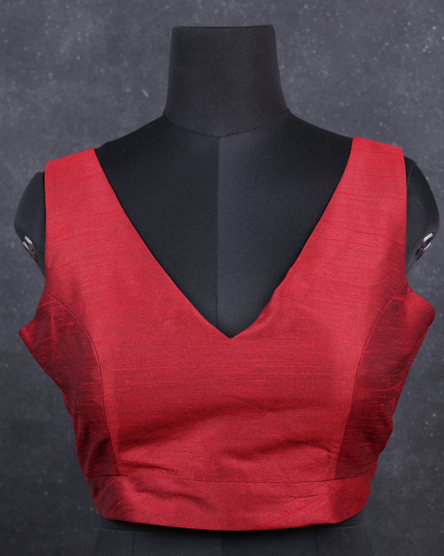 Maroon semi raw silk readymade blouse