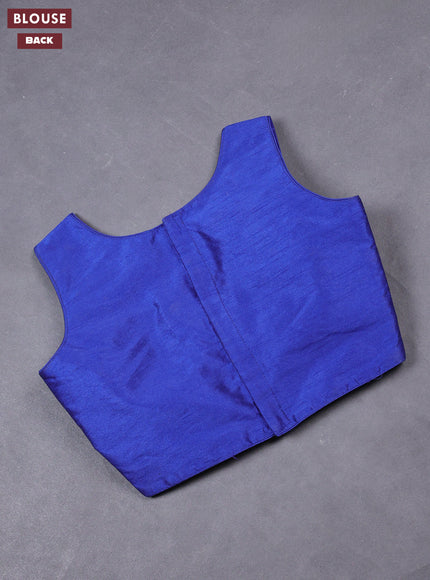 Blue semi raw silk readymade blouse