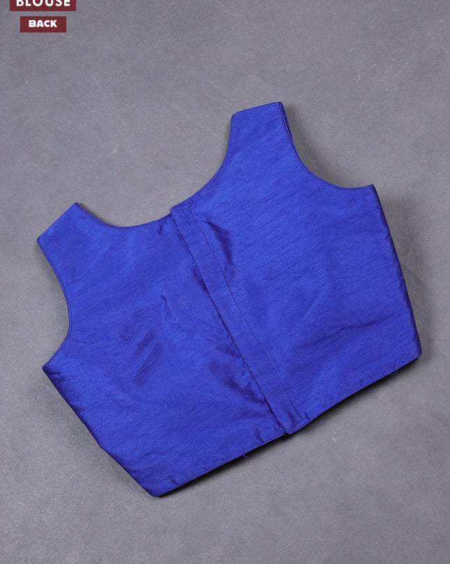 Blue semi raw silk readymade blouse