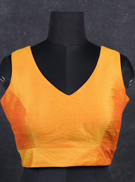 Mango yellow semi raw silk readymade blouse