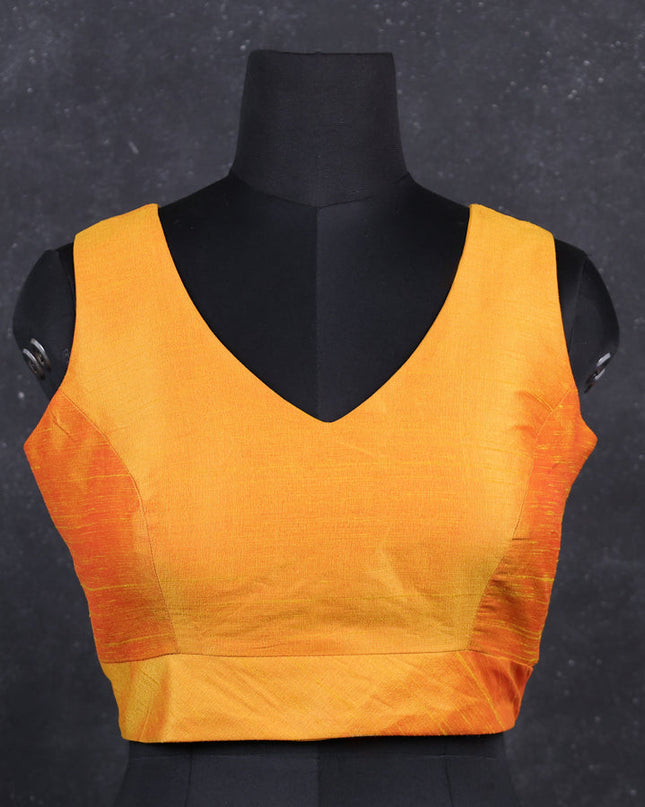 Mango yellow semi raw silk readymade blouse
