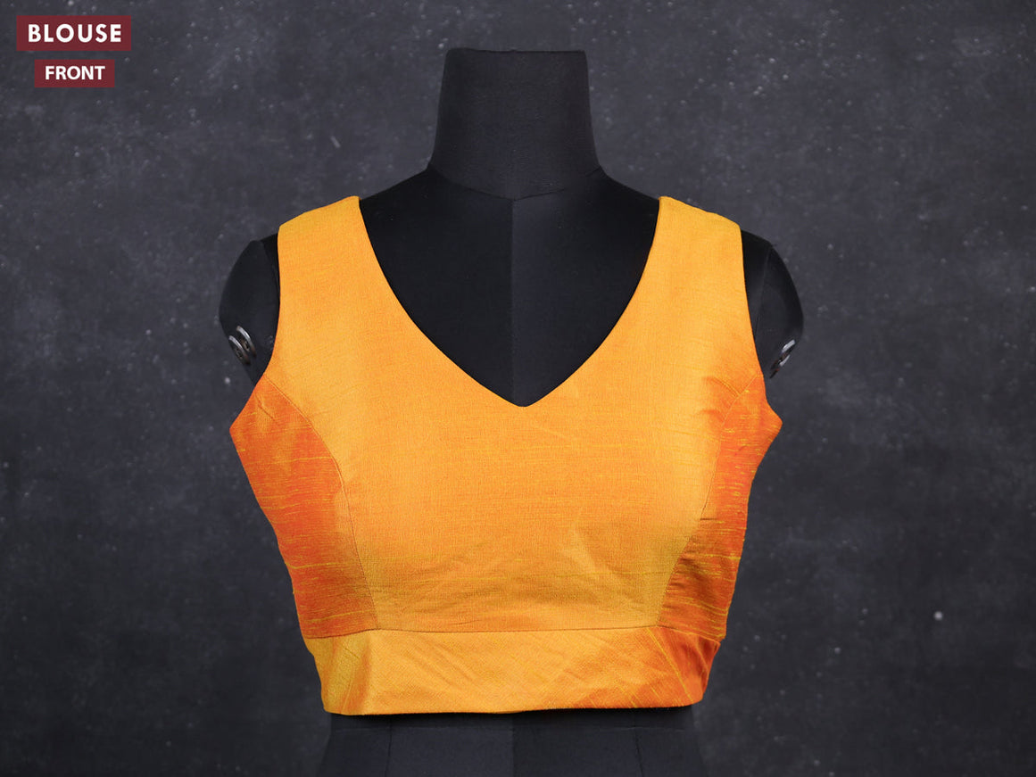 Mango yellow semi raw silk readymade blouse
