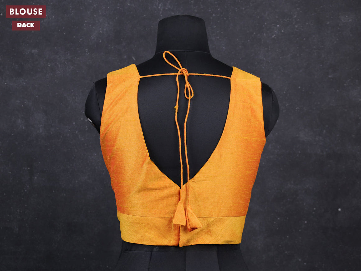 Mango yellow semi raw silk readymade blouse