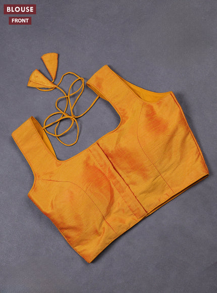 Mustard yellow semi raw silk readymade blouse