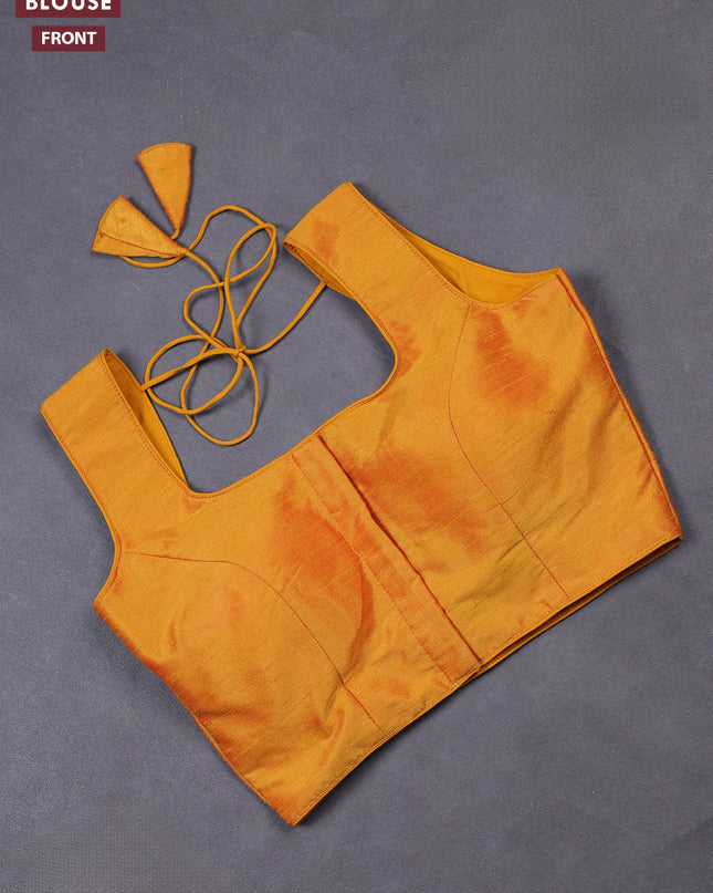 Mustard yellow semi raw silk readymade blouse