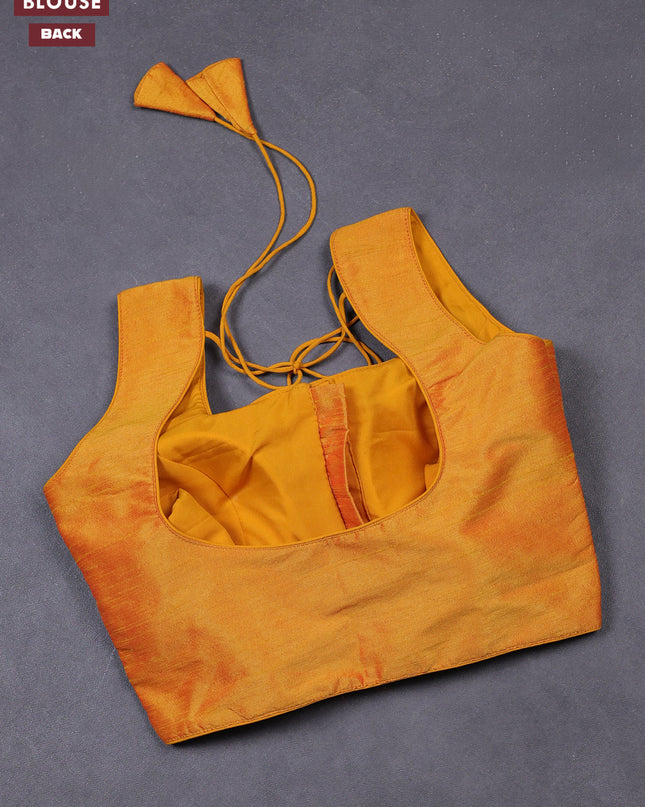 Mustard yellow semi raw silk readymade blouse