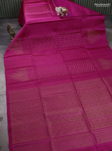 Pure soft silk saree pink with allover paisley zari woven buttas and temple design zari woven border