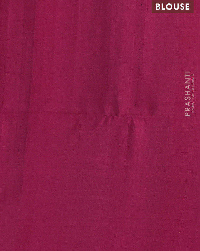 Pure soft silk saree dark magenta pink with allover paisley zari woven buttas and temple design zari woven border