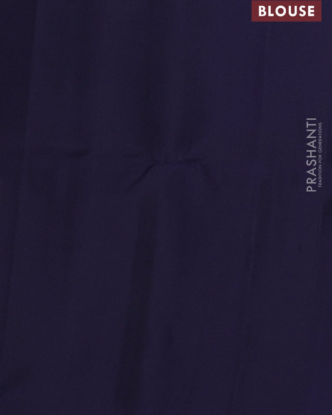 Pure soft silk saree navy blue with allover paisley zari woven buttas and temple design zari woven border