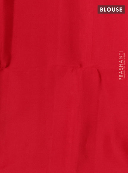 Pure soft silk saree red with allover paisley zari woven buttas and temple design zari woven border