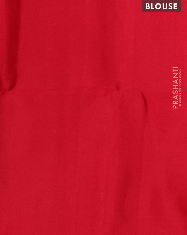 Pure soft silk saree red with allover paisley zari woven buttas and temple design zari woven border
