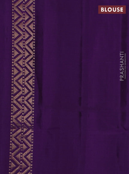 Pure soft silk saree violet with plain body and temple design zari woven border