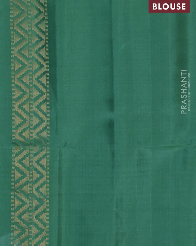 Pure soft silk saree pastel green with plain body and temple design zari woven border