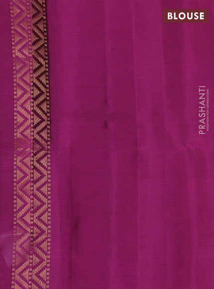 Pure soft silk saree purple with plain body and temple design zari woven border