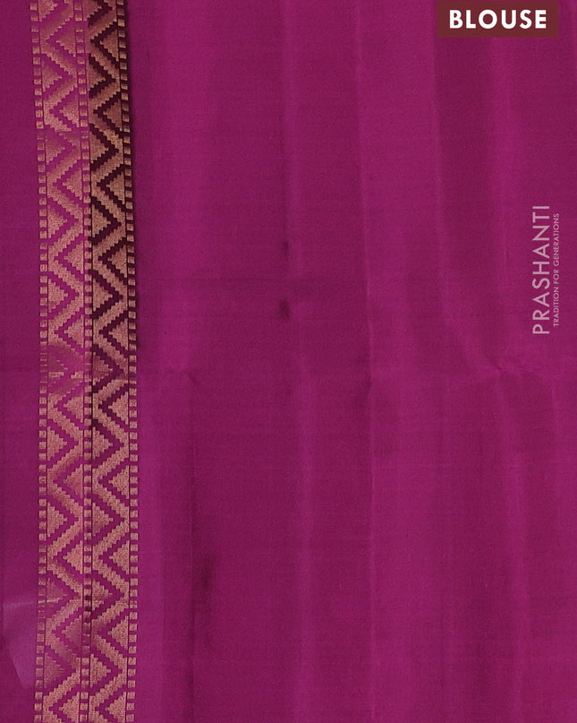 Pure soft silk saree purple with plain body and temple design zari woven border