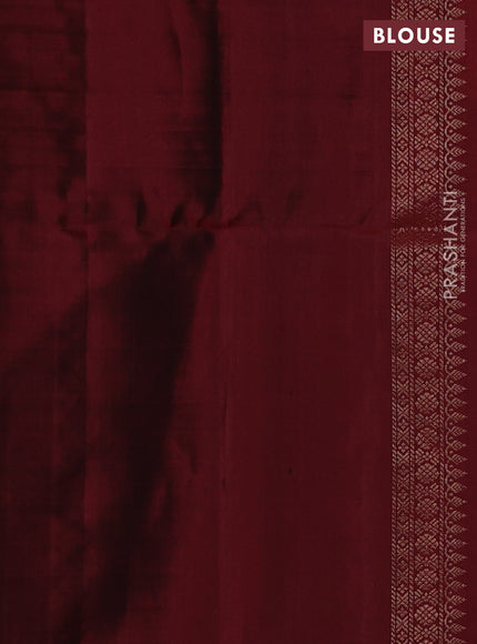 Pure soft silk saree green and maroon with allover zari weaves and zari woven border