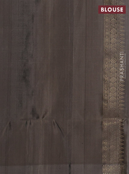 Pure soft silk saree maroon and grey with allover zari weaves and zari woven border