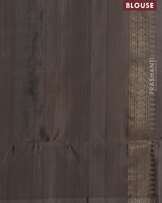 Pure soft silk saree maroon and grey with allover zari weaves and zari woven border
