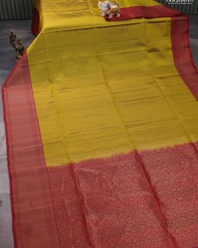 Pure soft silk saree mehendi green and maroon with allover zari weaves and zari woven border