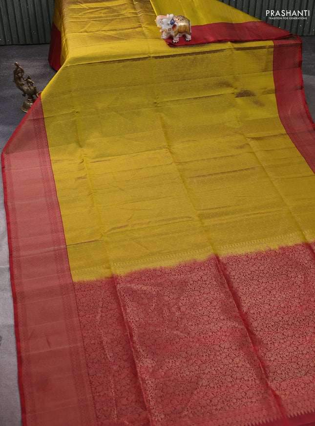 Pure soft silk saree mehendi green and maroon with allover zari weaves and zari woven border
