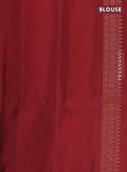 Pure soft silk saree mehendi green and maroon with allover zari weaves and zari woven border