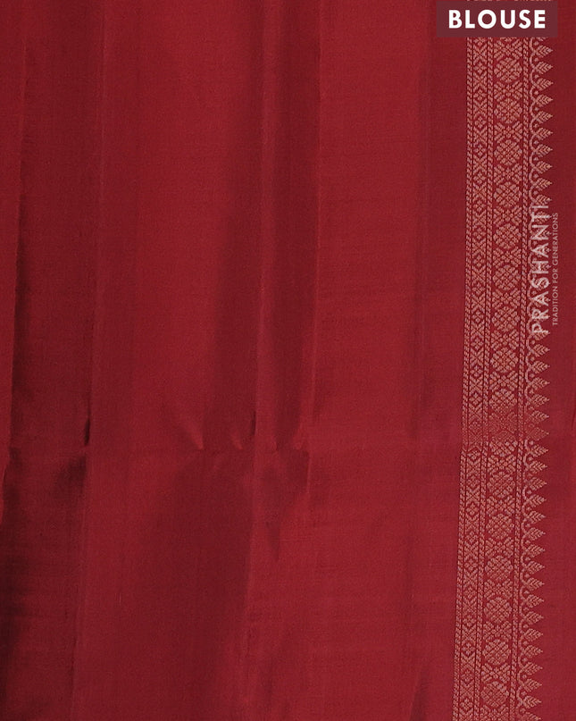 Pure soft silk saree mehendi green and maroon with allover zari weaves and zari woven border