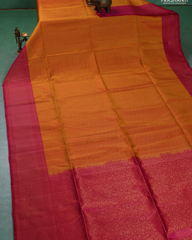 Pure soft silk saree dual shade of pink with allover zari weaves and zari woven border