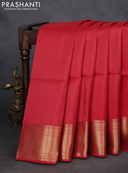 Pure soft silk saree red with allover zari weaves and zari woven border