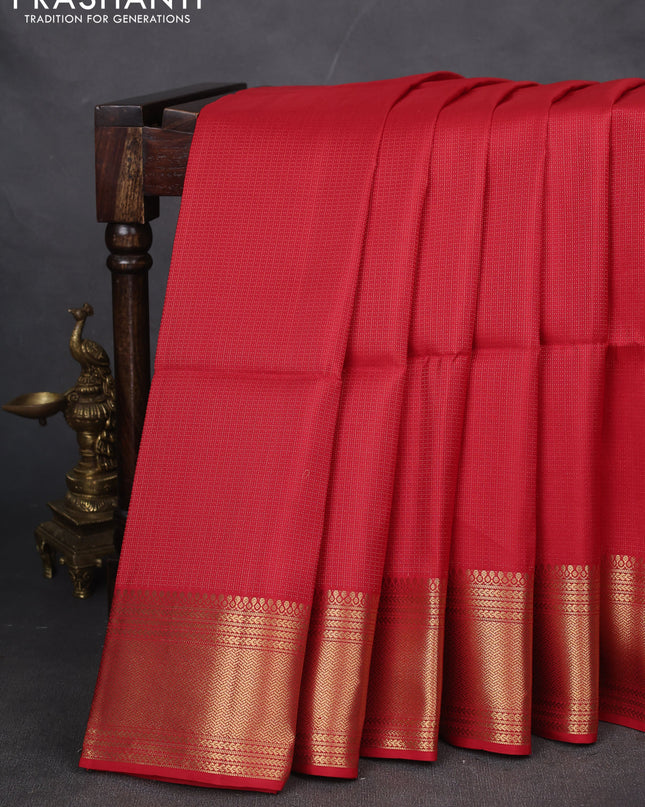 Pure soft silk saree red with allover zari weaves and zari woven border