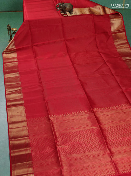 Pure soft silk saree red with allover zari weaves and zari woven border