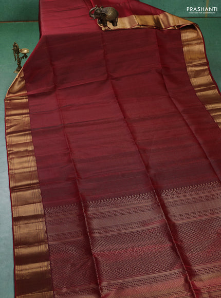 Pure soft silk saree maroon with allover zari weaves and zari woven border