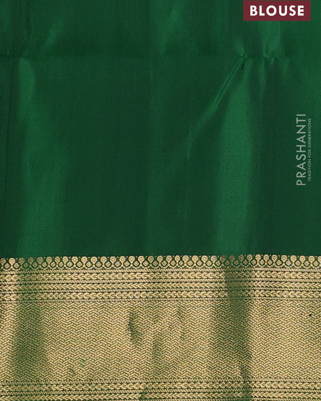 Pure soft silk saree green with allover zari weaves and zari woven border