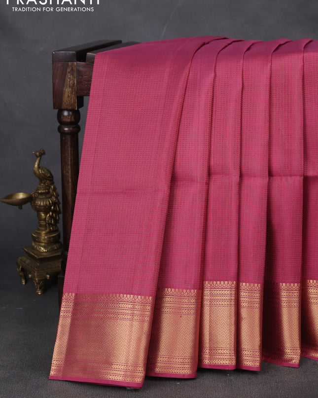 Pure soft silk saree mauve pink with allover zari weaves and zari woven border