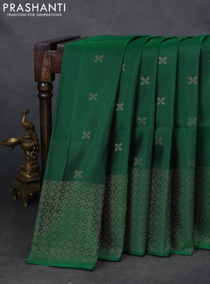 Pure soft silk saree green with zari woven buttas and zari woven border