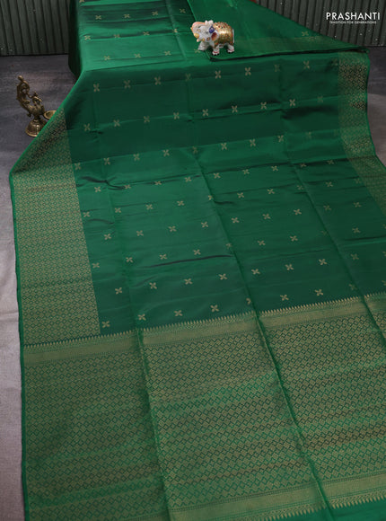 Pure soft silk saree green with zari woven buttas and zari woven border