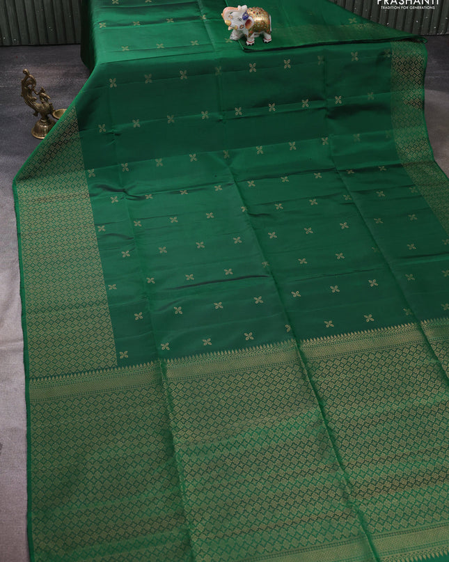 Pure soft silk saree green with zari woven buttas and zari woven border