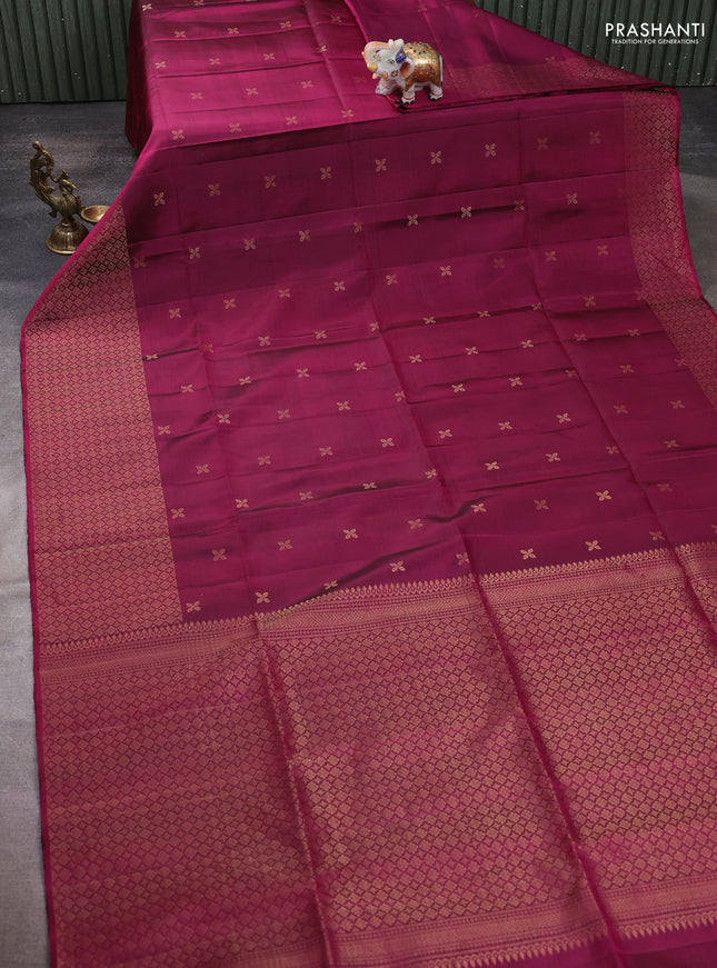 Pure soft silk saree magenta pink with zari woven buttas and zari woven border