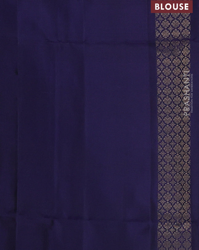 Pure soft silk saree navy blue with zari woven buttas and zari woven border