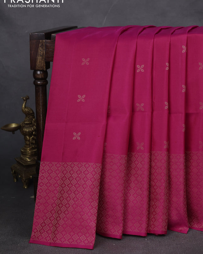 Pure soft silk saree pink with zari woven buttas and zari woven border
