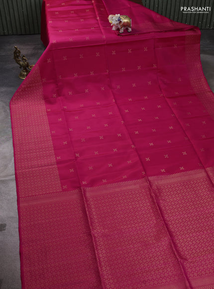 Pure soft silk saree pink with zari woven buttas and zari woven border