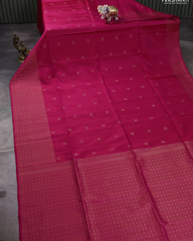 Pure soft silk saree pink with zari woven buttas and zari woven border