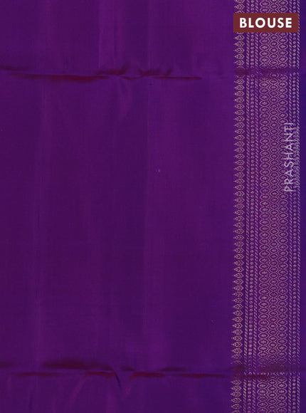 Pure soft silk saree teal blue and purple with zari woven buttas and zari woven border