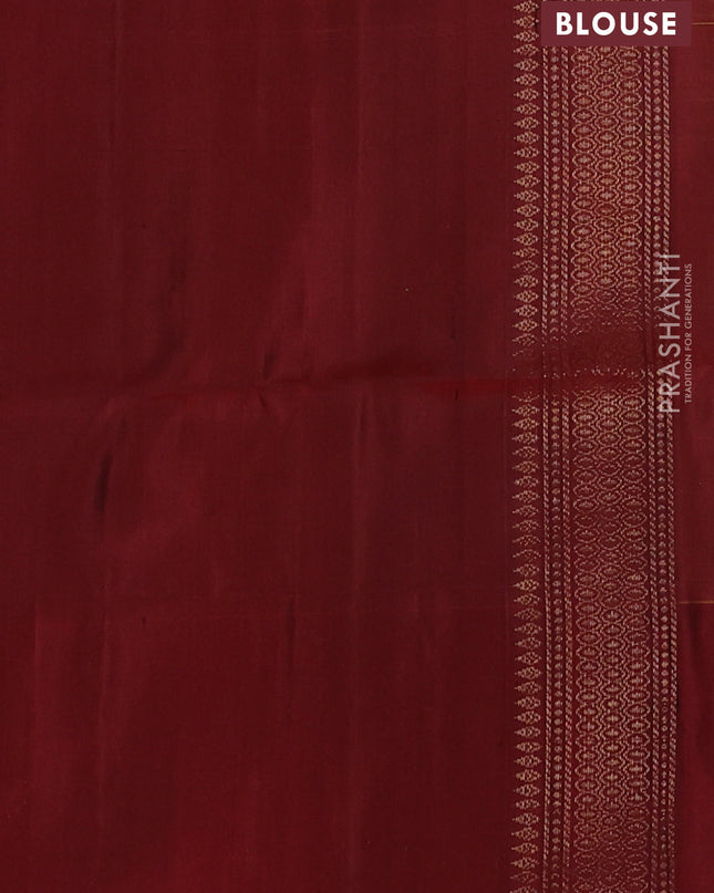 Pure soft silk saree mehendi green and maroon with zari woven buttas and zari woven border