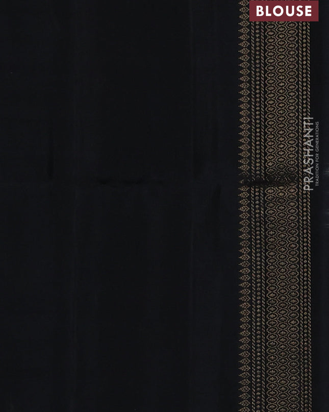 Pure soft silk saree elaichi green and black with zari woven buttas and zari woven border