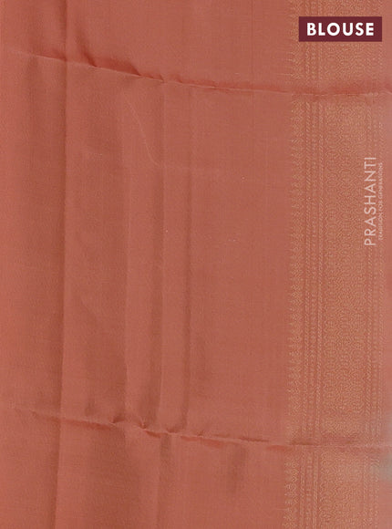 Pure soft silk saree beige and pale orange with zari woven buttas and zari woven border