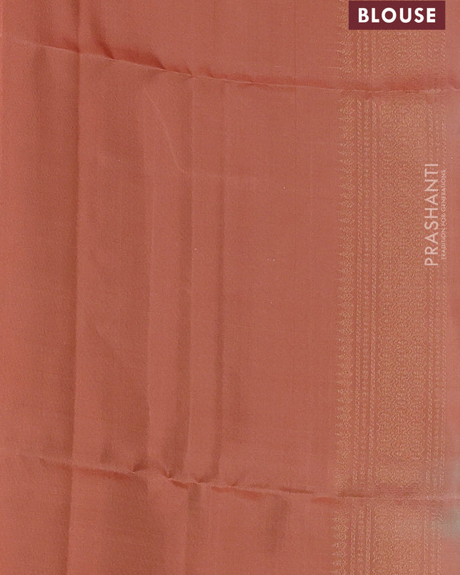 Pure soft silk saree beige and pale orange with zari woven buttas and zari woven border