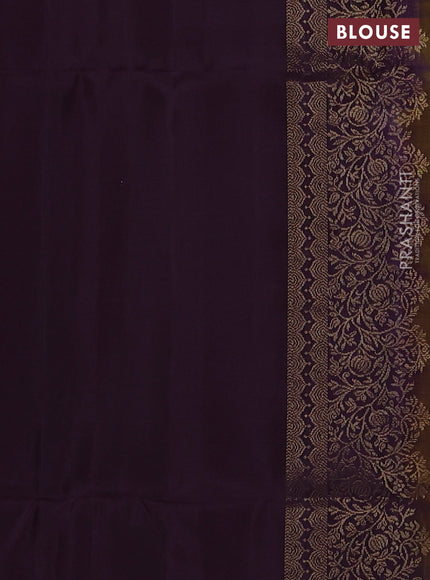 Pure soft silk saree sap green and deep jamun with zari woven buttas and zari woven border
