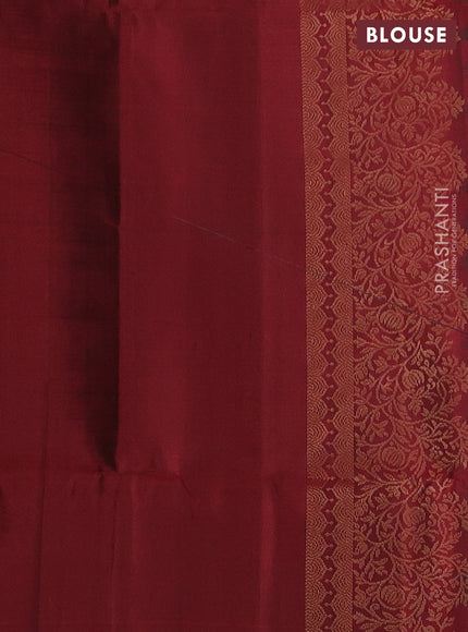 Pure soft silk saree green and maroon with zari woven buttas and zari woven border