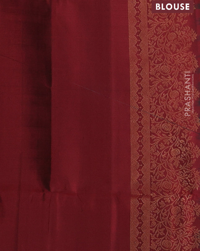 Pure soft silk saree green and maroon with zari woven buttas and zari woven border