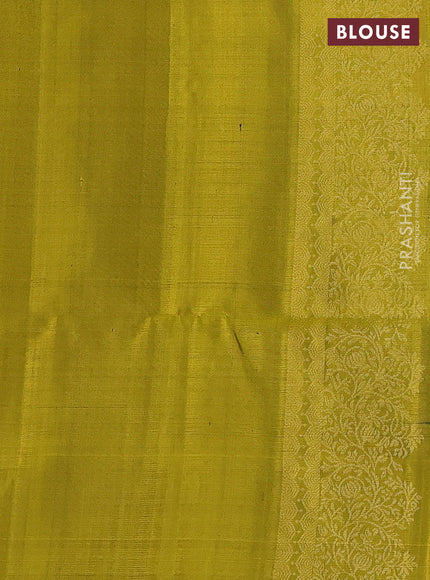 Pure soft silk saree black and lime yellow with zari woven buttas and zari woven border